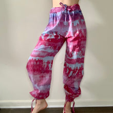 Load image into Gallery viewer, Pink and Blue Cotton Harem Pants