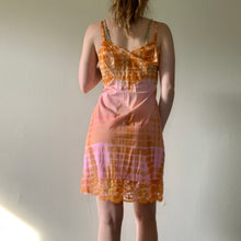 Load image into Gallery viewer, Hand Dyed Vintage Slip in Orange and Pink Stripes