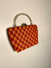 Load image into Gallery viewer, Hand Painted Pink and Orange Checker Print 1960s Purse