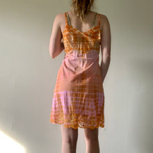 Load image into Gallery viewer, Hand Dyed Vintage Slip in Orange and Pink Stripes