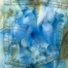 Load image into Gallery viewer, Hand Dyed Blue and Green Vintage Levi Cut Offs