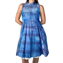Load image into Gallery viewer, Vintage 1950s Hand Dyed Blue Ice Dye Fit &amp; Flare Cotton Dress
