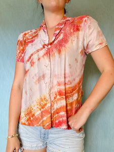 Shibori Dyed Vintage Silk Blouse