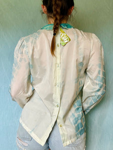 Hand Dyed Pastel Blue Vintage Blouse