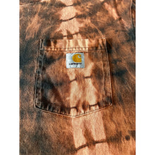 Load image into Gallery viewer, Orange &amp; Black Shibori Bleach Dyed Carhartt T-Shirt Long Sleeve Size Large
