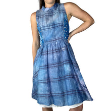 Load image into Gallery viewer, Vintage 1950s Hand Dyed Blue Ice Dye Fit &amp; Flare Cotton Dress
