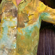 Load image into Gallery viewer, Hand Ice Dyed Silk Blouse Yellow Green
