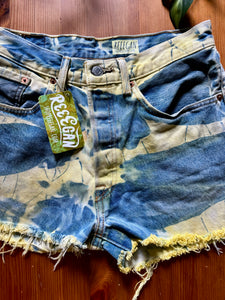 Reverse Tie Dye Levi Denim Cut Off Shorts