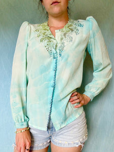 Hand Dyed Pastel Vintage Blouse