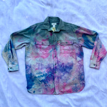 Load image into Gallery viewer, Ice Dyed Green Blue and Pink Flannel
