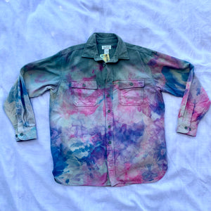 Ice Dyed Green Blue and Pink Flannel