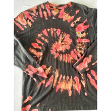 Load image into Gallery viewer, Black &amp; Pink Spiral Reverse Dyed Carhartt T-Shirt Long Sleeve Size Large
