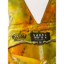 Load image into Gallery viewer, Ice Dyed Vintage Overall Shorts Green and Yellow
