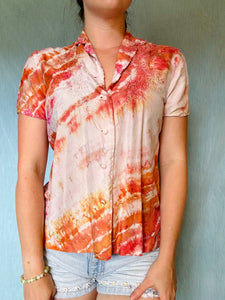 Shibori Dyed Vintage Silk Blouse