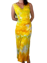 Load image into Gallery viewer, Antique Hand Dyed Slip Dress Butter Yellow Lime Green Nightgown Lingerie
