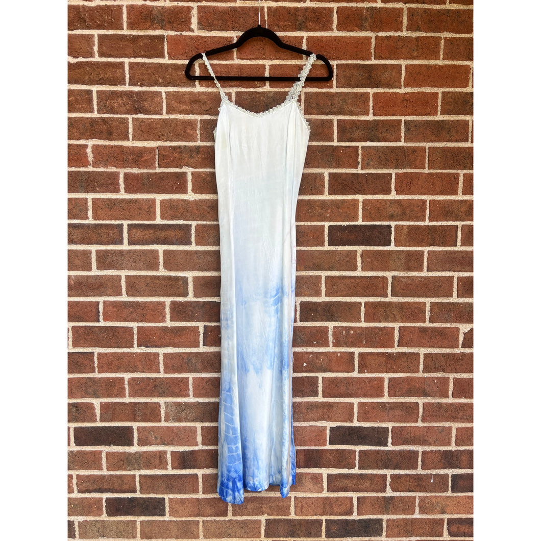 Antique Hand Dyed Slip Dress Ombré Blue Shibori