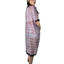 Load image into Gallery viewer, Vintage 80s Hand Ice Dyed Blue Purple Cocoon Duster Mara
