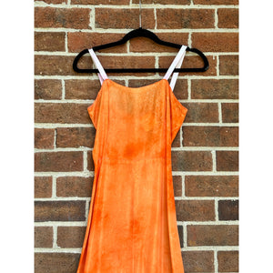 Antique Hand Dyed Slip Dress Bright Orange