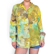 Load image into Gallery viewer, Hand Ice Dyed Silk Blouse Yellow Green
