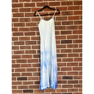 Antique Hand Dyed Slip Dress Ombré Blue Shibori