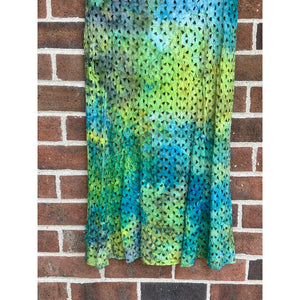 Antique 1940s Hand Dyed Cotton Eyelet Dress Green Blue