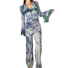 Load image into Gallery viewer, Vintage 1970s Blue Tie Dye Flare Set
