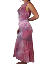 Load image into Gallery viewer, Side view of a Hand dyed vintage 1930s slip dress in pink and purple. 
