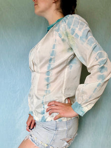 Hand Dyed Pastel Blue Vintage Blouse