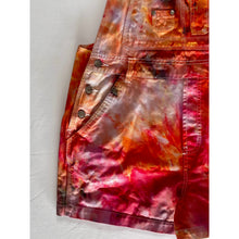Load image into Gallery viewer, Ice Dyed Vintage Overall Shorts Pink and Orange
