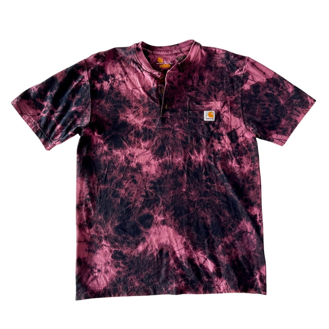 Black & Pink Bleach Dyed Carhartt T-Shirt Short Sleeve Size Small