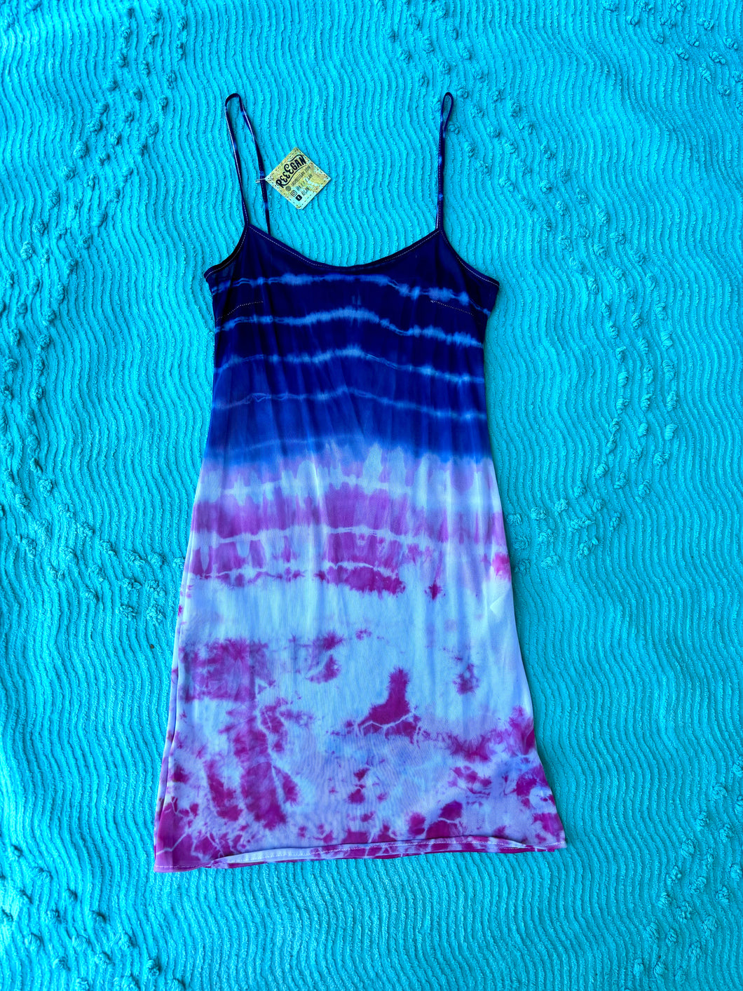 Ombre Navy Blue and Pink Tie Dye Slip Dress