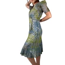 Load image into Gallery viewer, Antique 1930s 1940s Hand Dyed Blue Green Lace Dress
