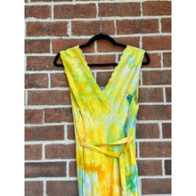 Load image into Gallery viewer, Antique Hand Dyed Slip Dress Butter Yellow Lime Green Nightgown Lingerie
