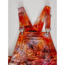 Load image into Gallery viewer, Ice Dyed Vintage Overall Shorts Pink and Orange
