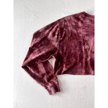 Load image into Gallery viewer, Maroon &amp; Pink Bleach Dyed Carhartt T-Shirt Long Sleeve Cropped Size Large
