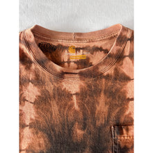 Load image into Gallery viewer, Orange &amp; Black Shibori Bleach Dyed Carhartt T-Shirt Long Sleeve Size Large
