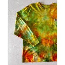 Load image into Gallery viewer, Lime Green Orange &amp; Yellow Ice Dyed Carhartt T-Shirt Long Sleeve Size Large
