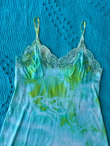 Lime Green and Turquoise Tie Dye Slip Dress