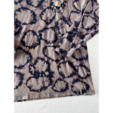 Load image into Gallery viewer, Navy &amp; Purple Shibori Bleach Dyed Carhartt T-Shirt Long Sleeve Size Large
