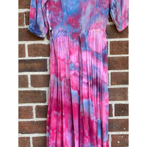 Antique 1940s Hand Dyed Cotton Dress Pink Blue