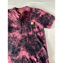 Load image into Gallery viewer, Black &amp; Pink Bleach Dyed Carhartt T-Shirt Short Sleeve Size Small
