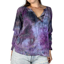 Load image into Gallery viewer, Vintage 1970s Hand Dyed Cotton Smocked Boho Blouse
