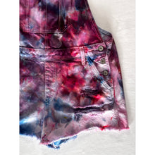 Load image into Gallery viewer, Ice Dyed Vintage Overall Shorts Pink Blue Purple
