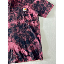 Load image into Gallery viewer, Black &amp; Pink Bleach Dyed Carhartt T-Shirt Short Sleeve Size Small
