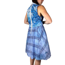 Load image into Gallery viewer, Vintage 1950s Hand Dyed Blue Ice Dye Fit &amp; Flare Cotton Dress
