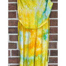 Load image into Gallery viewer, Antique Hand Dyed Slip Dress Butter Yellow Lime Green Nightgown Lingerie
