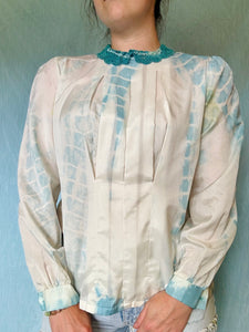 Hand Dyed Pastel Blue Vintage Blouse