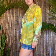 Load image into Gallery viewer, Hand Ice Dyed Silk Blouse Yellow Green
