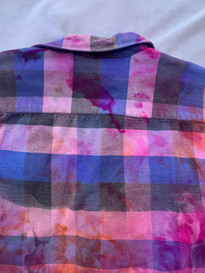 Ice Tie Dyed Blue Pink and Orange Flannel