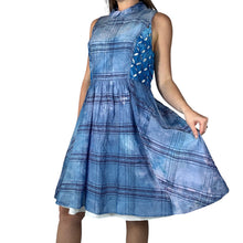 Load image into Gallery viewer, Vintage 1950s Hand Dyed Blue Ice Dye Fit &amp; Flare Cotton Dress
